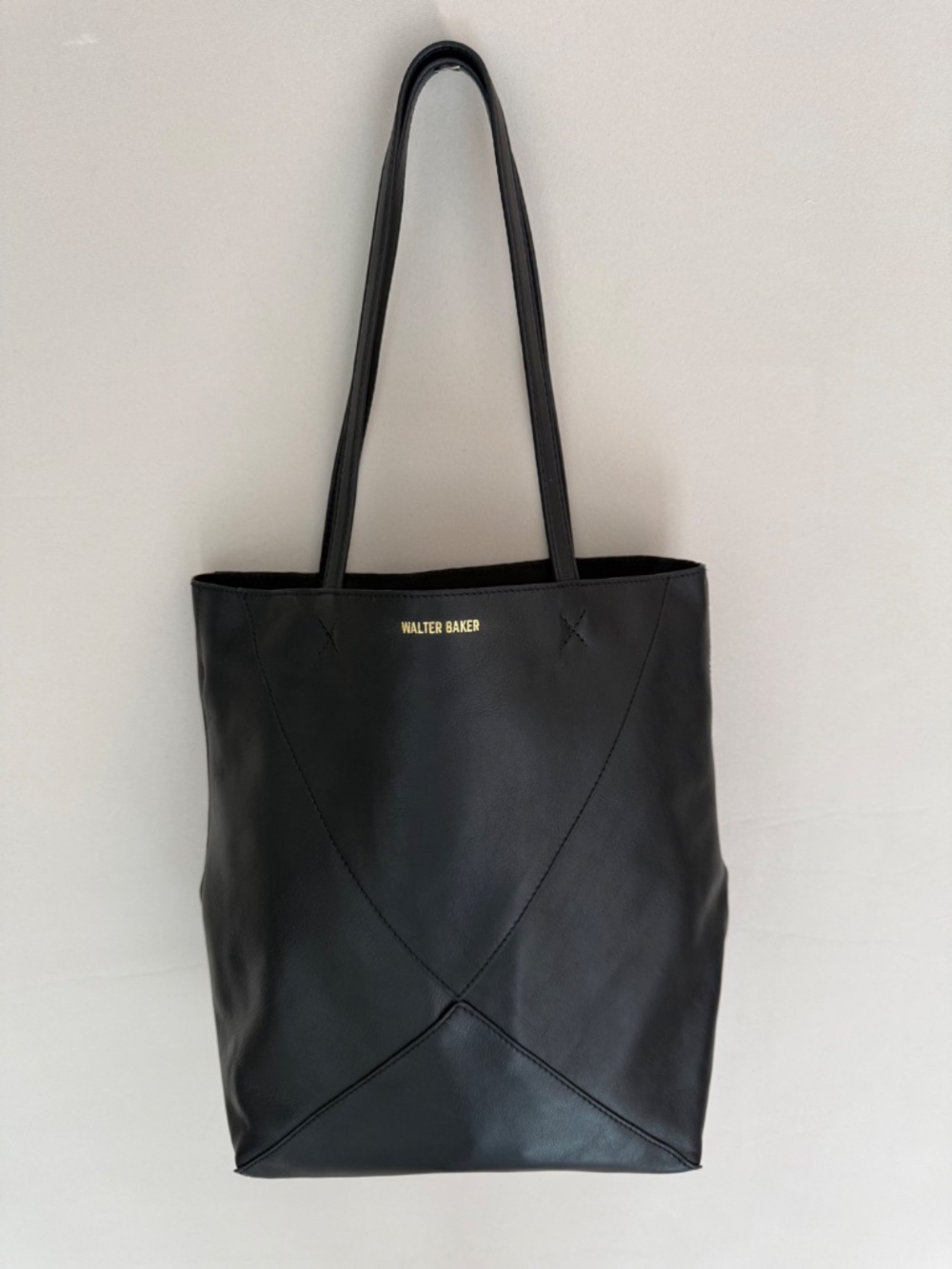 WOT Walter Baker Ledger Black Leather Tote + Pouch $348